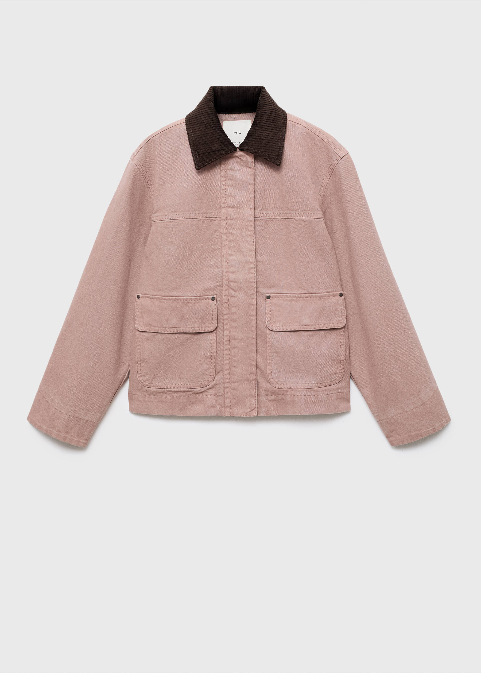 Corduroy collar denim jacket - Article without model, Pale Pink. Ref: 17045813-00.