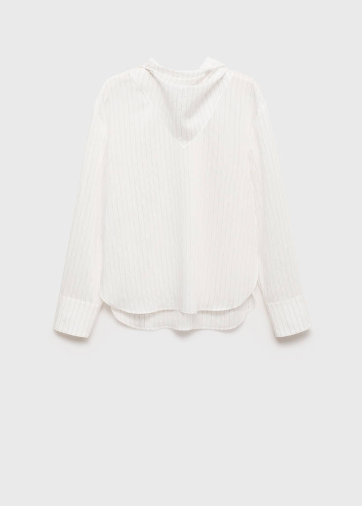 Striped blouse with handkerchief — White