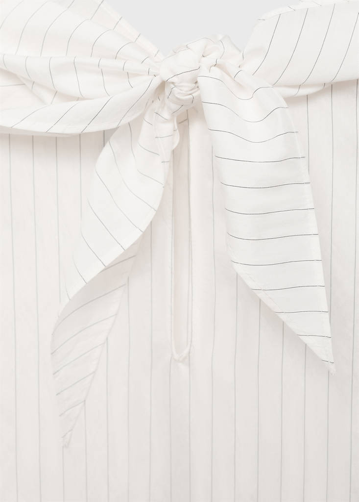 Striped blouse with handkerchief — White