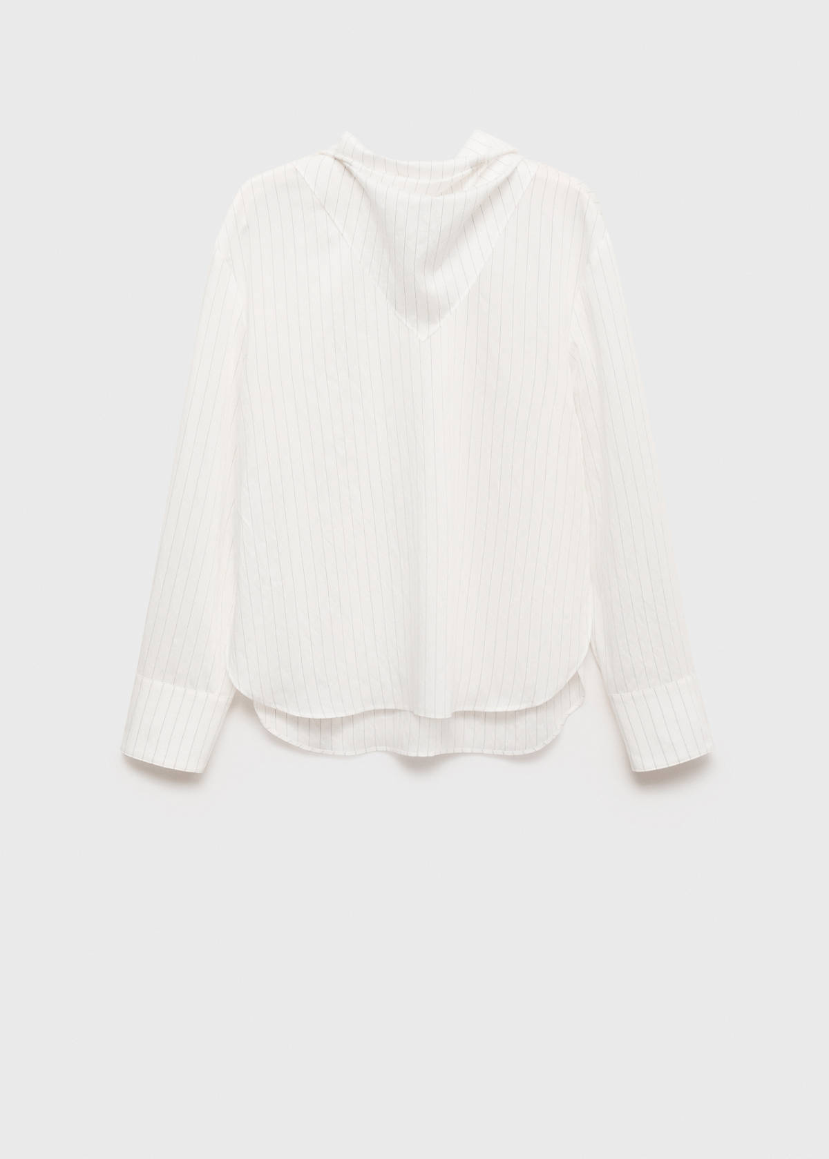 Striped blouse with handkerchief — White