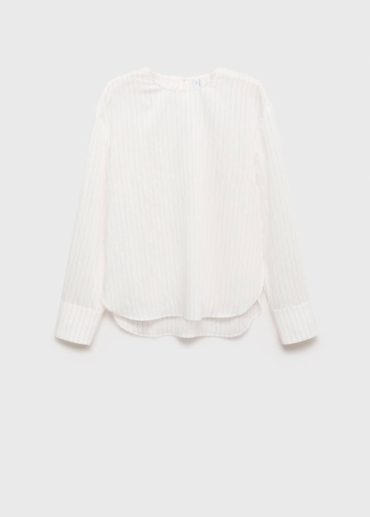 Striped blouse with handkerchief — White