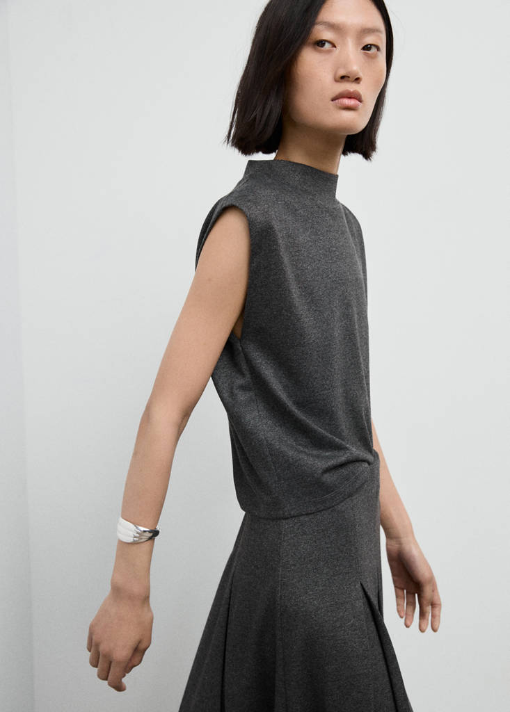 Perkins-neck top — Grey