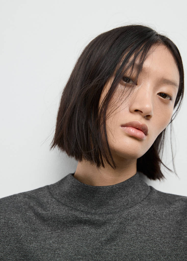 Perkins-neck top — Grey