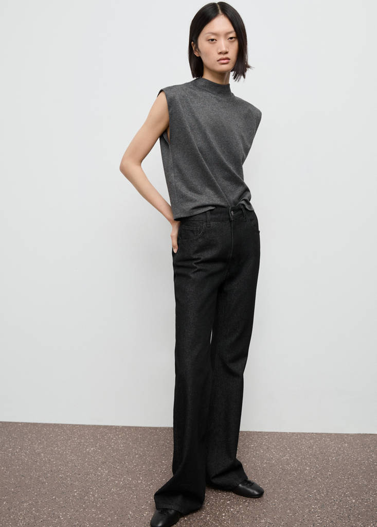 Perkins-neck top — Grey