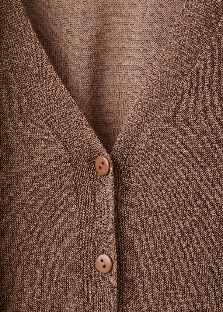 Fine-knit cardigan with foulard — Brown