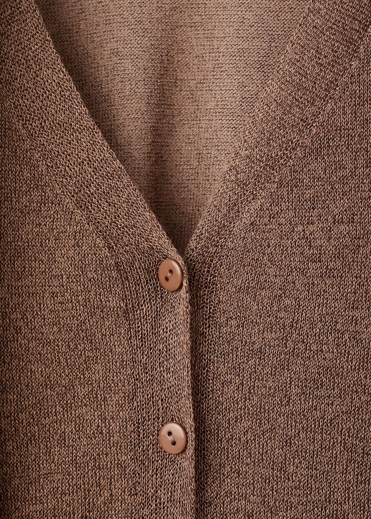 Fine-knit cardigan with foulard — Brown