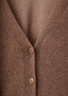 Fine-knit cardigan with foulard — Brown 6