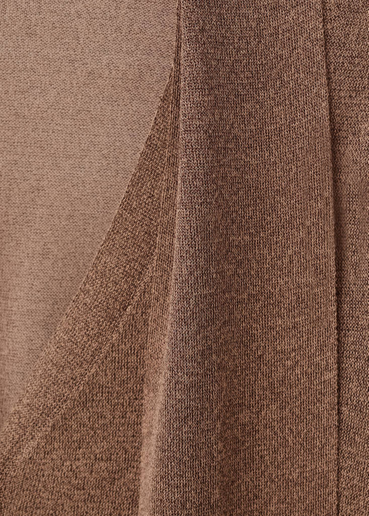 Fine-knit cardigan with foulard — Brown
