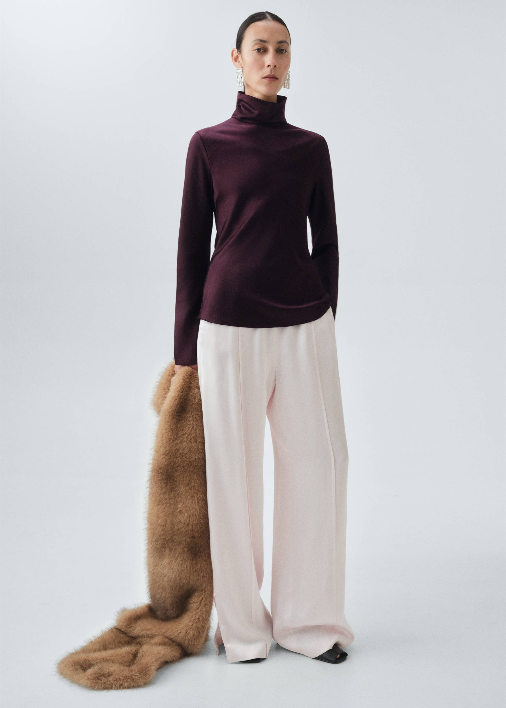 High collar satin blouse - General plane