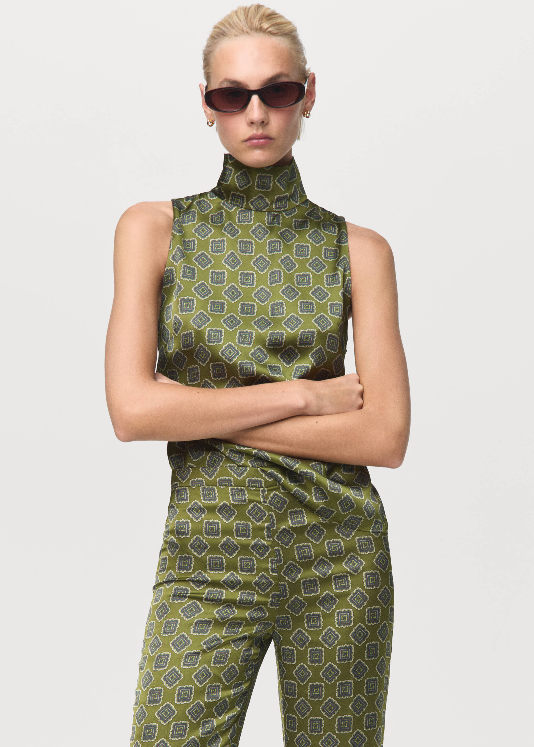 Pantalon satiné à imprimé géométrique - Détail de l'article 1