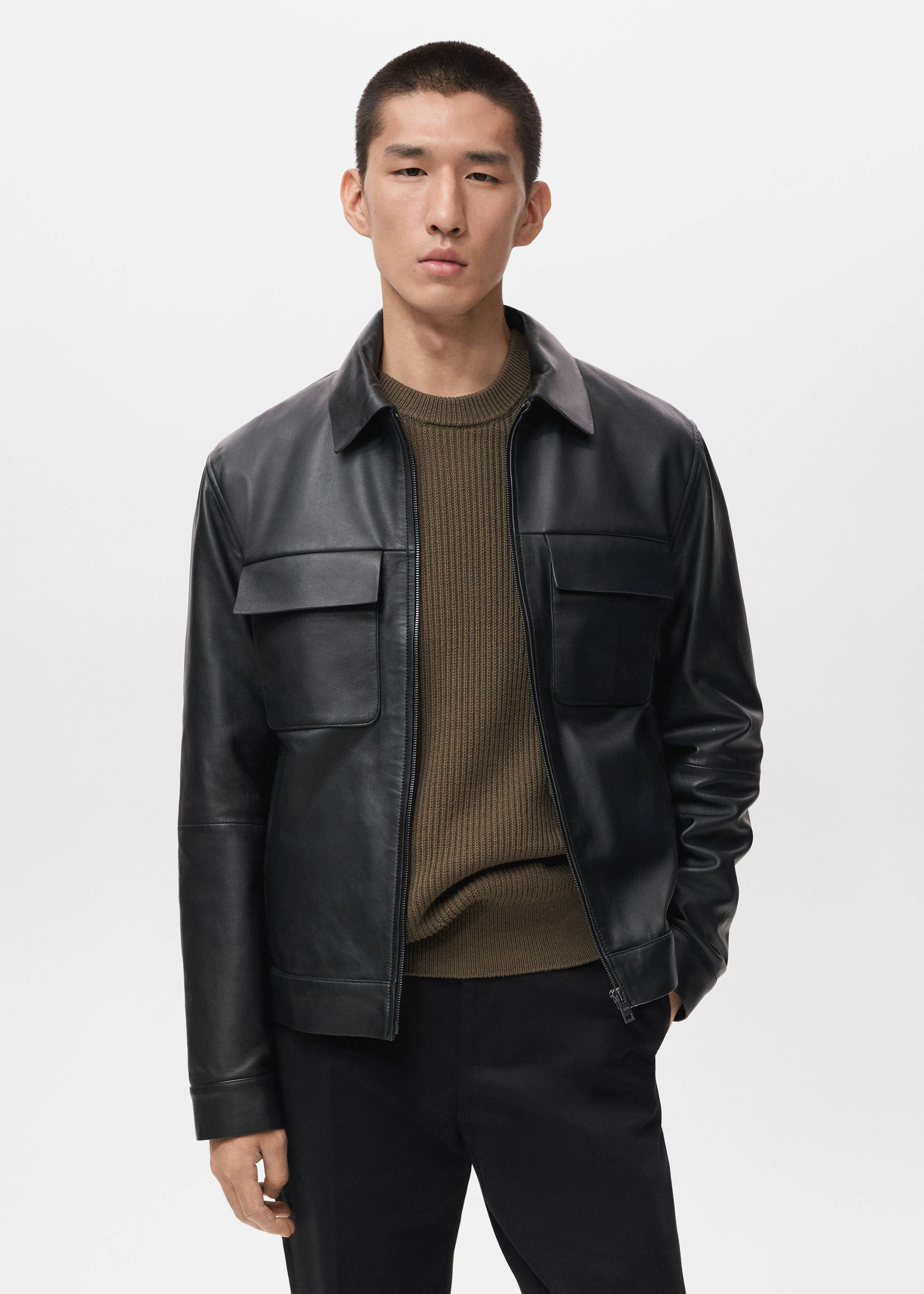 100% leather jacket with pockets - Medium plane