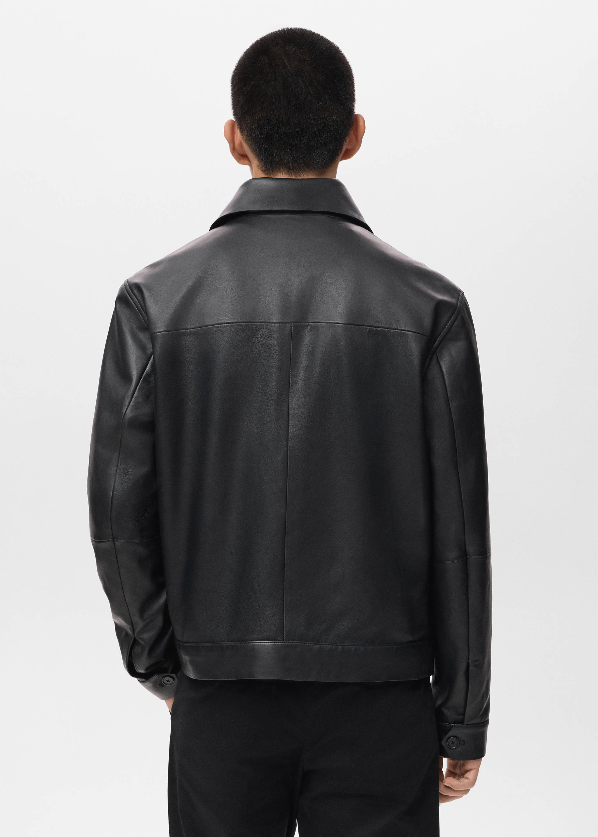100% leather jacket with pockets - Reverse of the article
