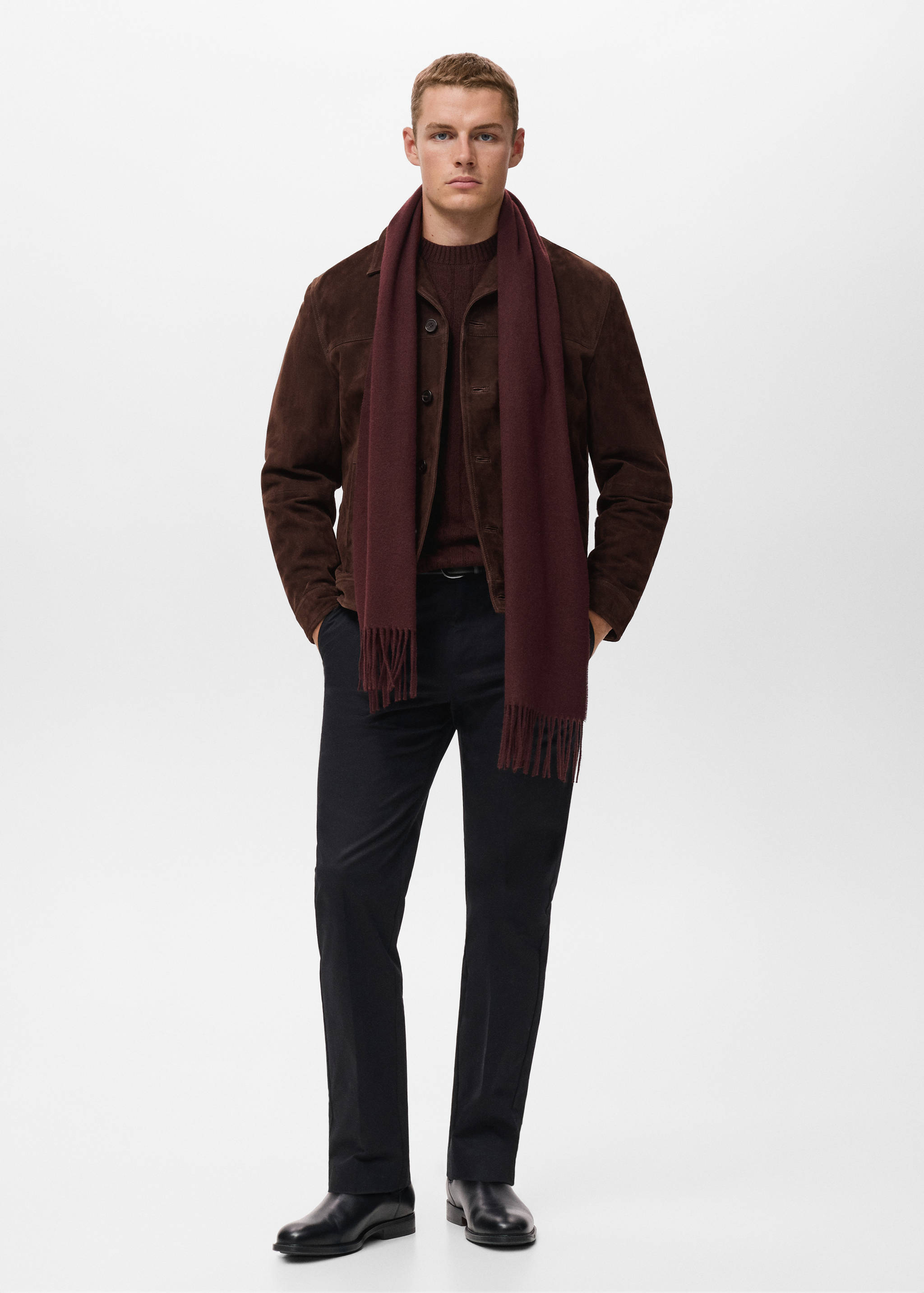 Cazadora 100% piel ante bolsillos - Plano general