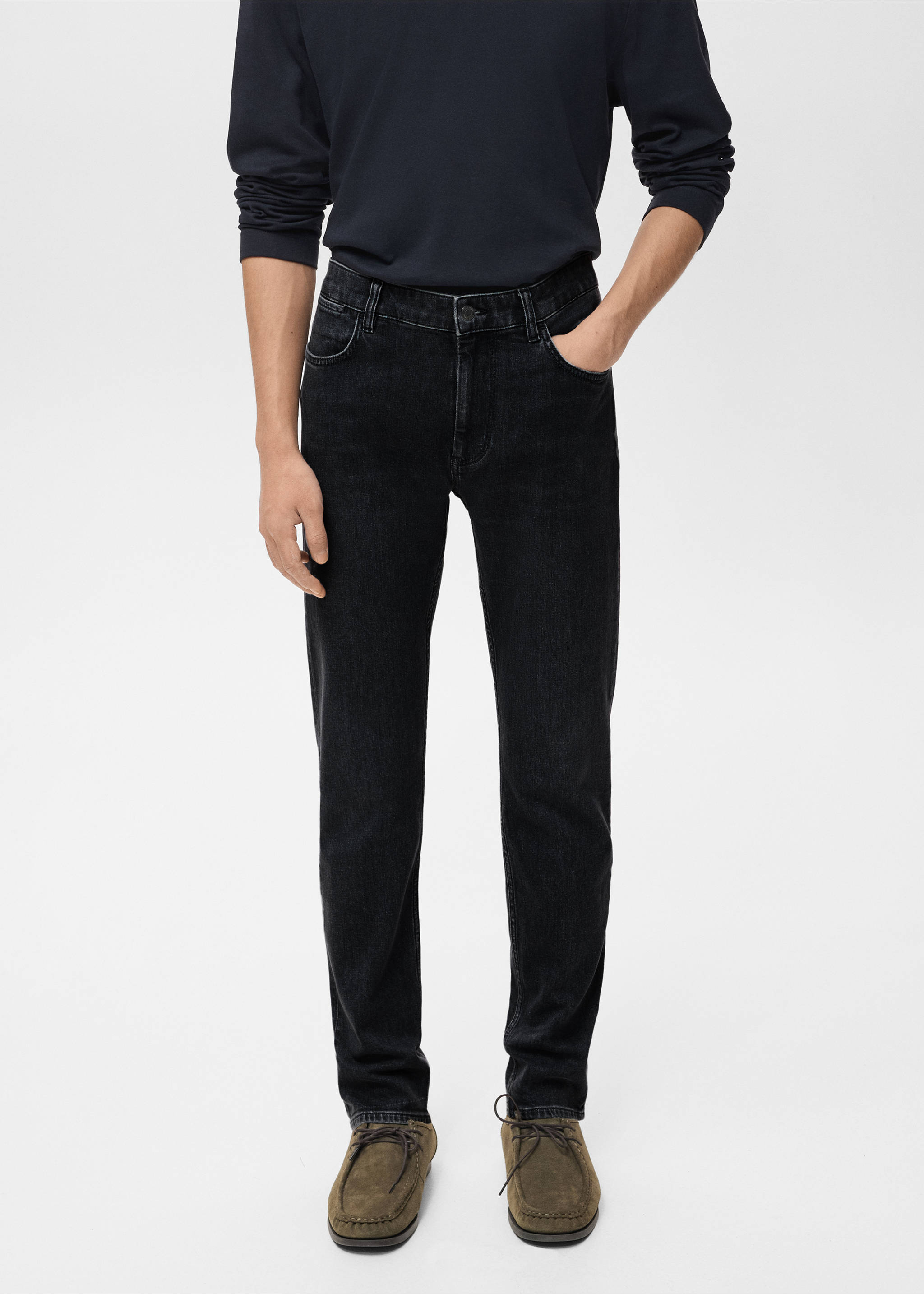 Jeans Patrick slim fit Ultra Soft Touch - Plano medio, Denim negro. Ref: 17045970-00.