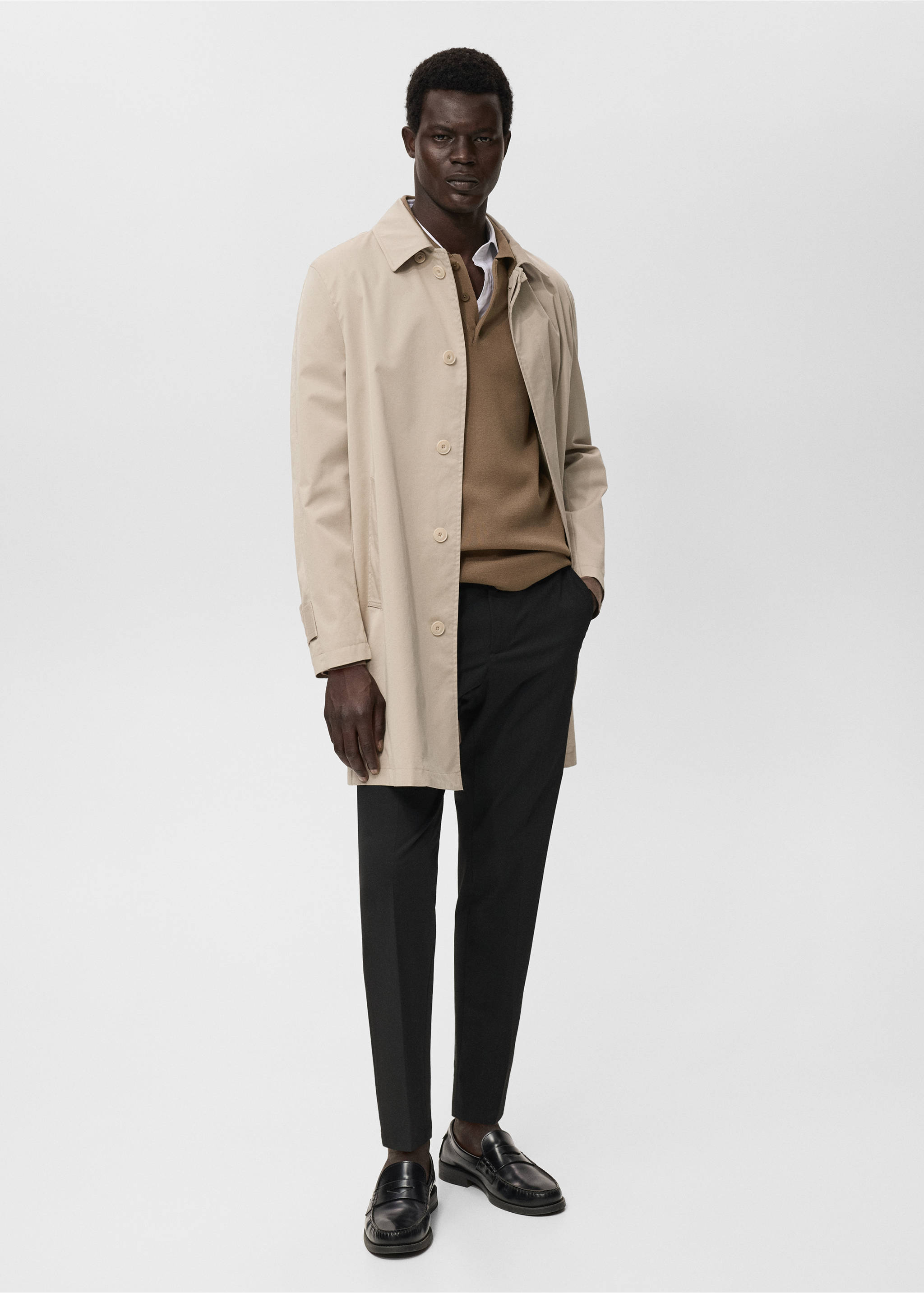 Knitted polo-neck sweater - General plane, Medium Brown. Ref: 17045974-00.