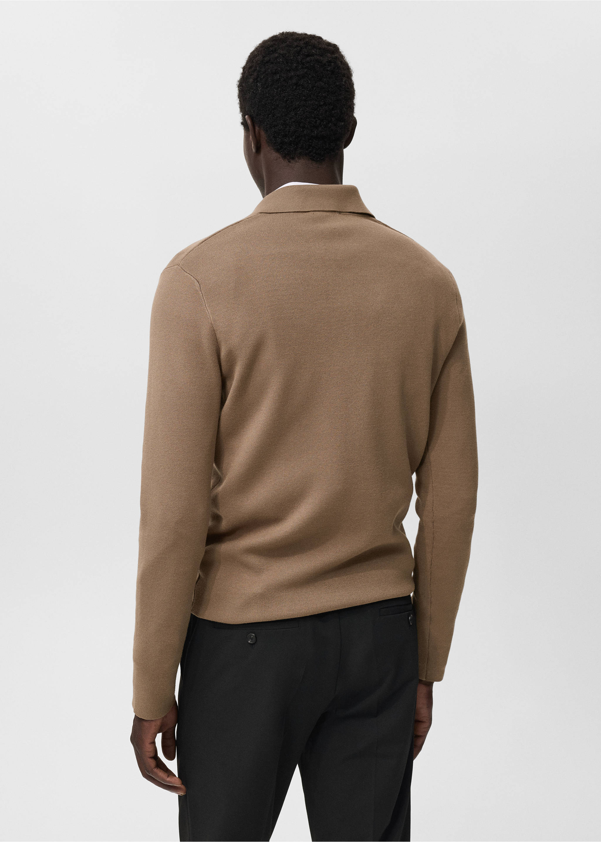 Knitted polo-neck sweater - Reverse of the article, Medium Brown. Ref: 17045974-00.