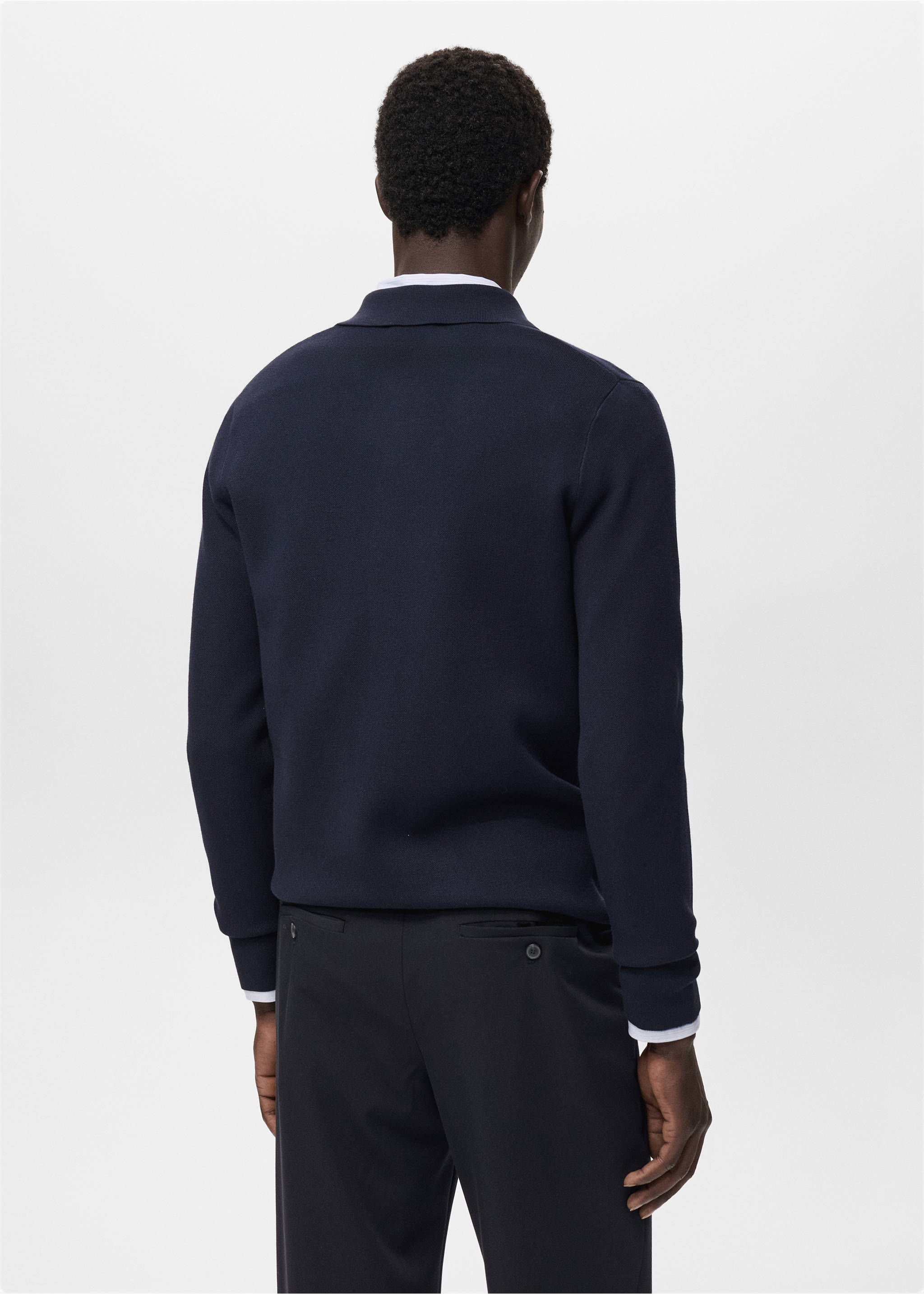 Knitted polo-neck sweater - Reverse of the article, Navy. Ref: 17045974-00.