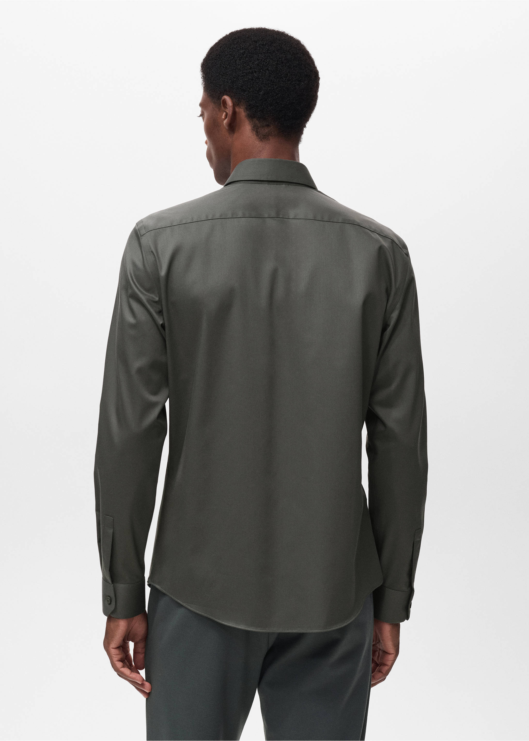 Chemise comfort stretch non-iron - Verso de l’article, Kaki. Ref: 17045980-00.