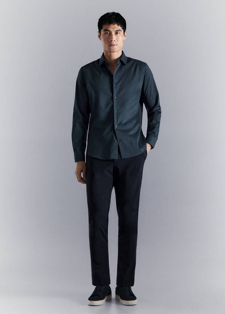 MANGO MAN - Chemise comfort stretch non-iron bleu marine - XS