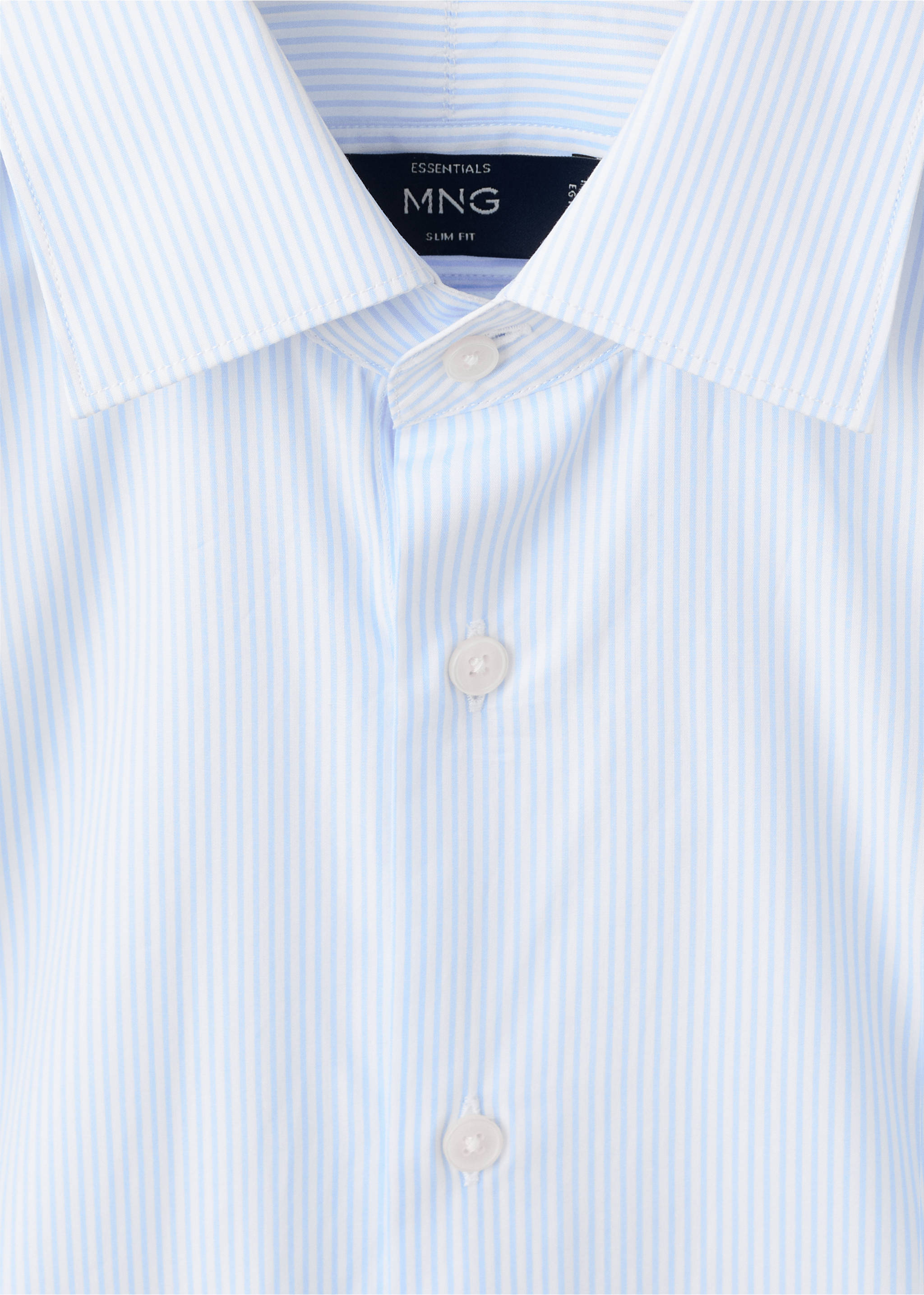 Gestreept slim-fit overhemd 100% katoen - Detail van het artikel 8, Hemelsblauw. Ref: 17046001-00.