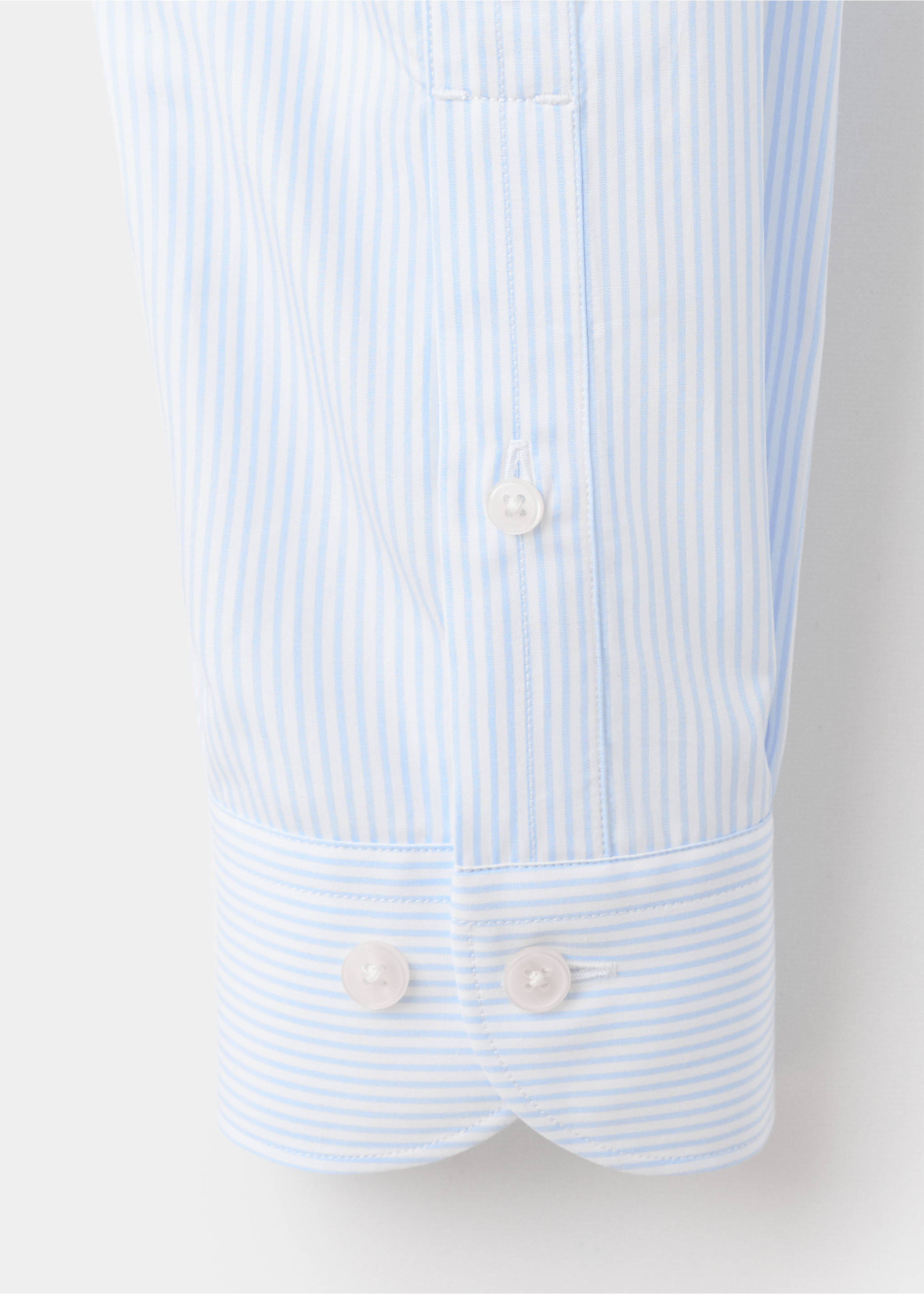 Gestreept slim-fit overhemd 100% katoen - Detail van het artikel 0, Hemelsblauw. Ref: 17046001-00.