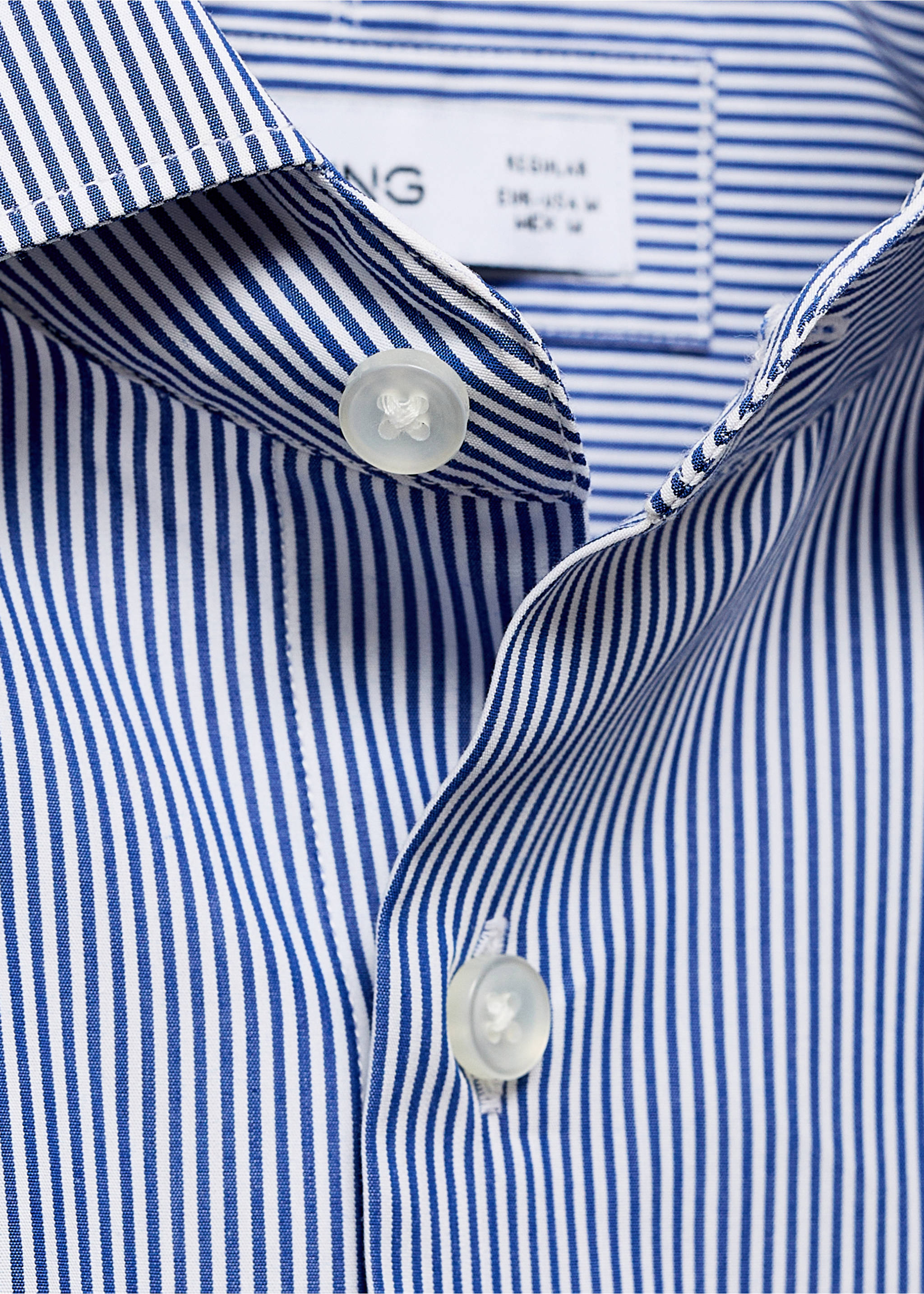 Gestreept slim-fit overhemd 100% katoen - Detail van het artikel 8, Blauw. Ref: 17046001-00.