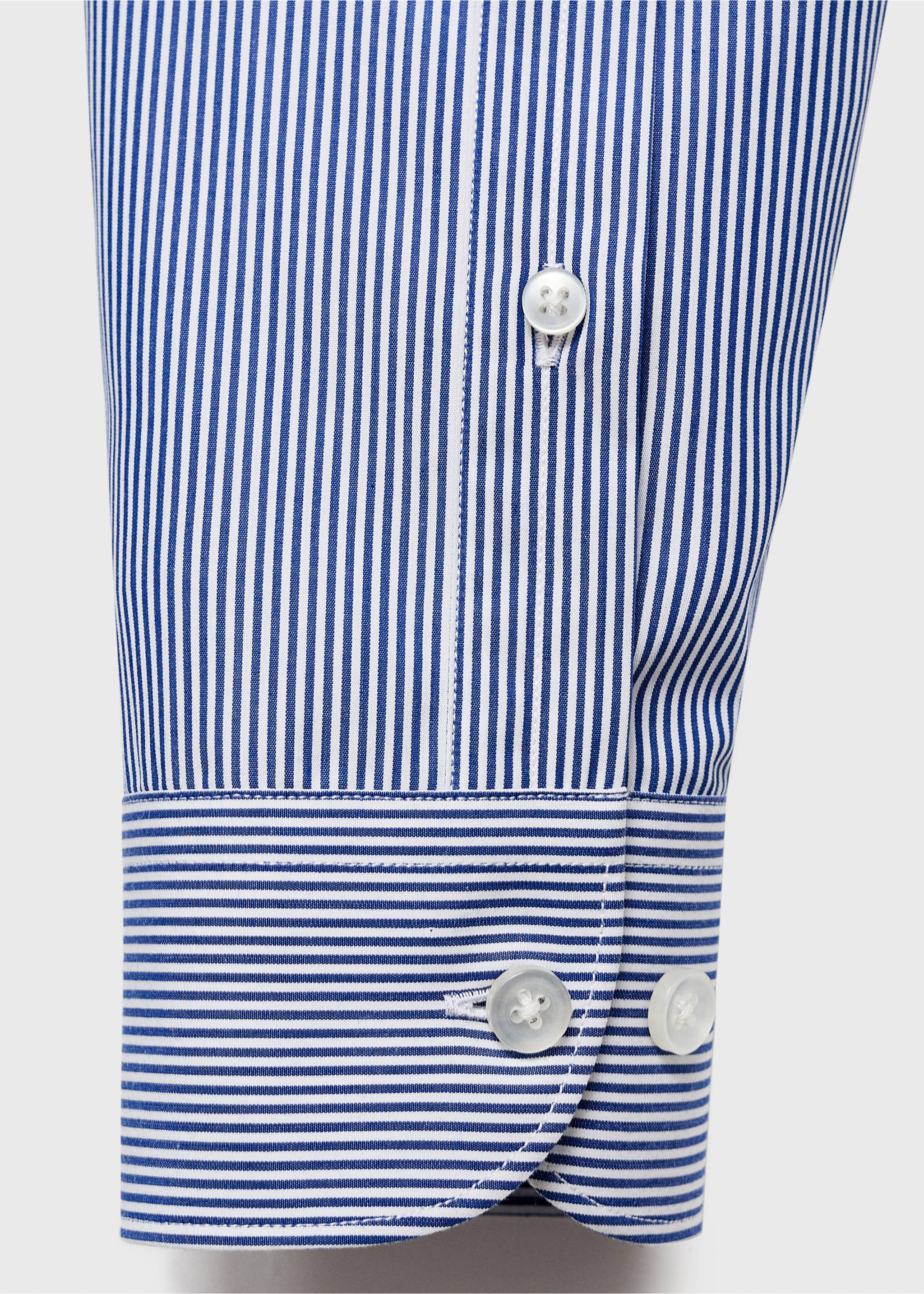 Gestreept slim-fit overhemd 100% katoen - Detail van het artikel 0, Blauw. Ref: 17046001-00.