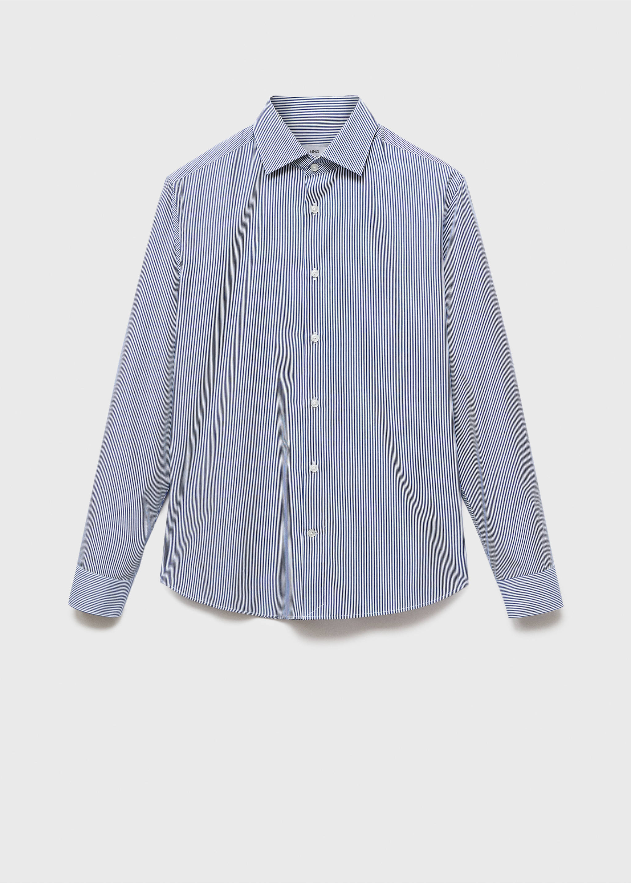 Gestreept slim-fit overhemd 100% katoen - Artikel zonder model, Blauw. Ref: 17046001-00.