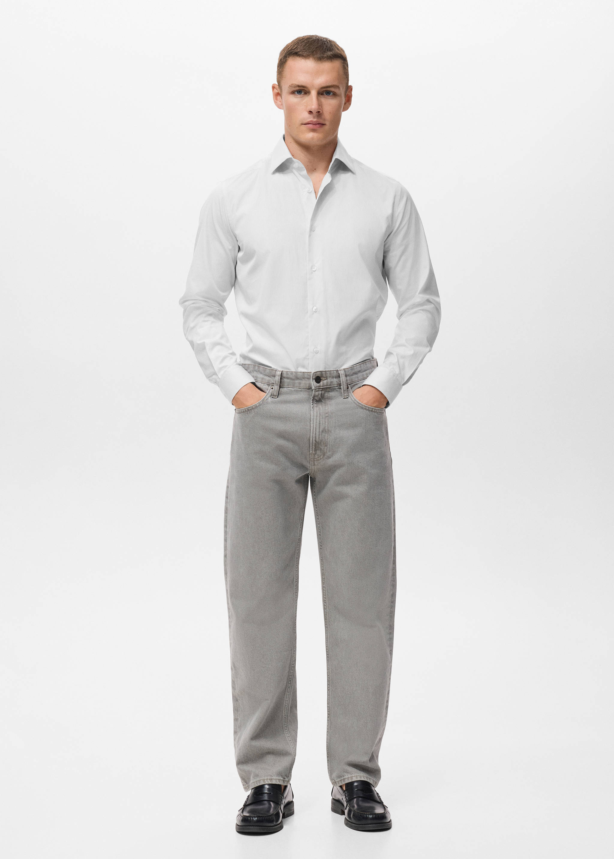 Gestreept slim-fit overhemd 100% katoen - Overzichtstekening