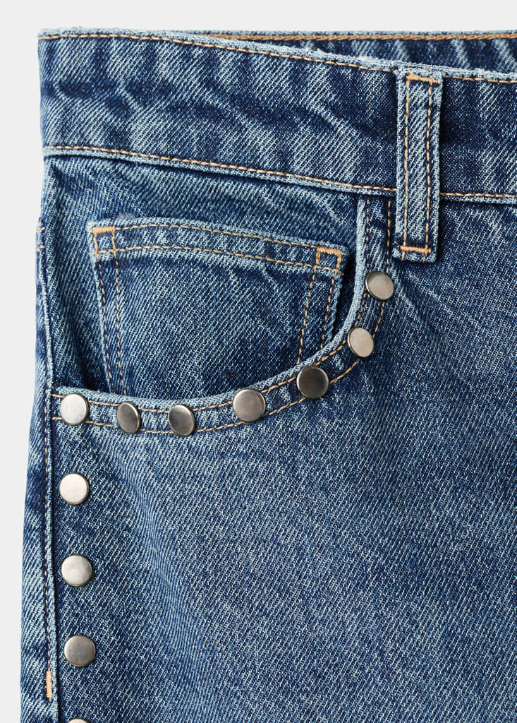 Wide leg studded jeans — Dark Blue