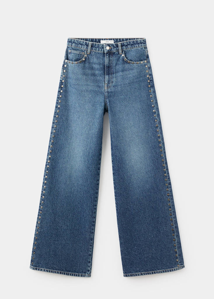 Wide leg studded jeans — Dark Blue