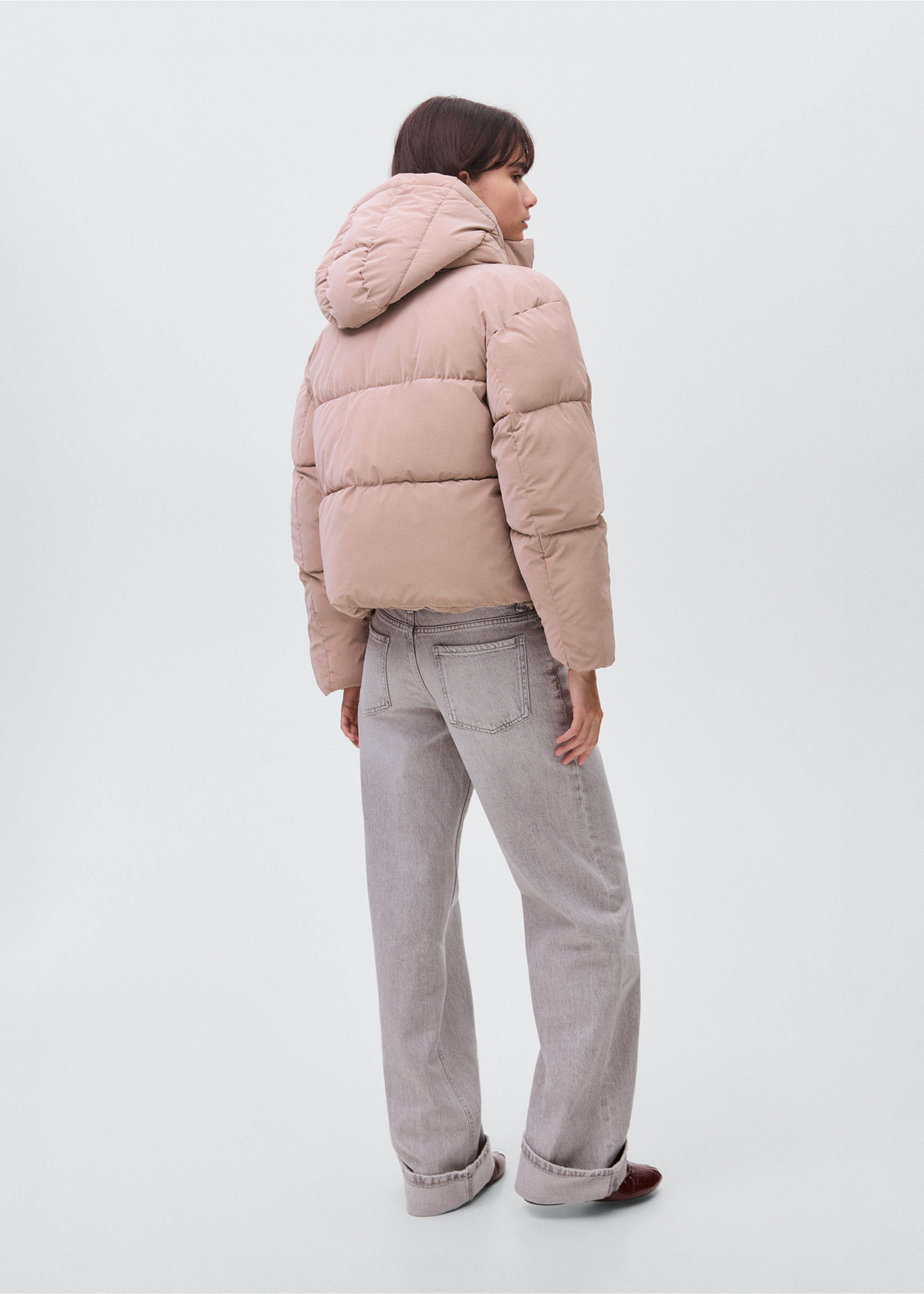 Anorak acolchado efecto encerado - Reverso del artículo, Rosa pastel. Ref: 17046326-00.