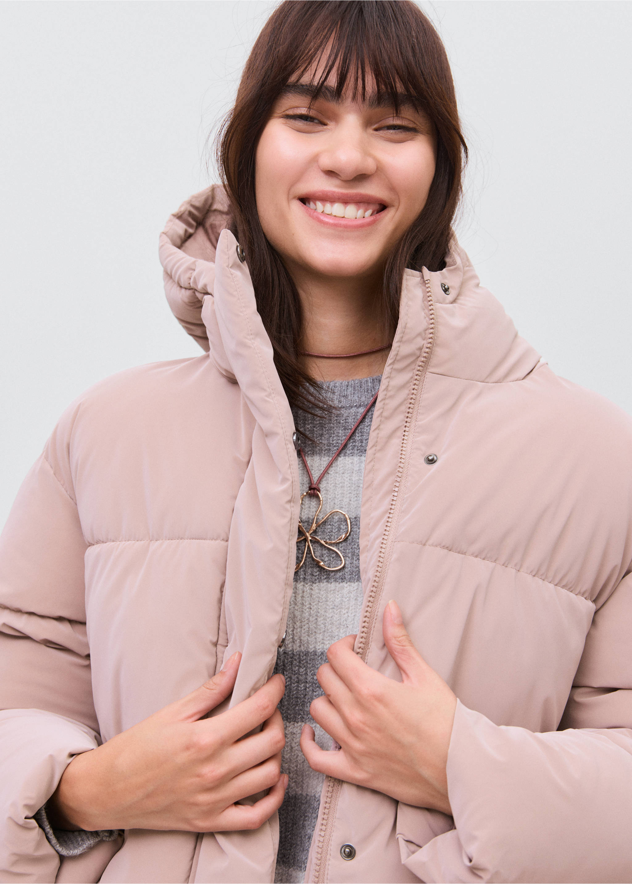 Anorak acolchado efecto encerado - Detalle del artículo 2, Rosa pastel. Ref: 17046326-00.