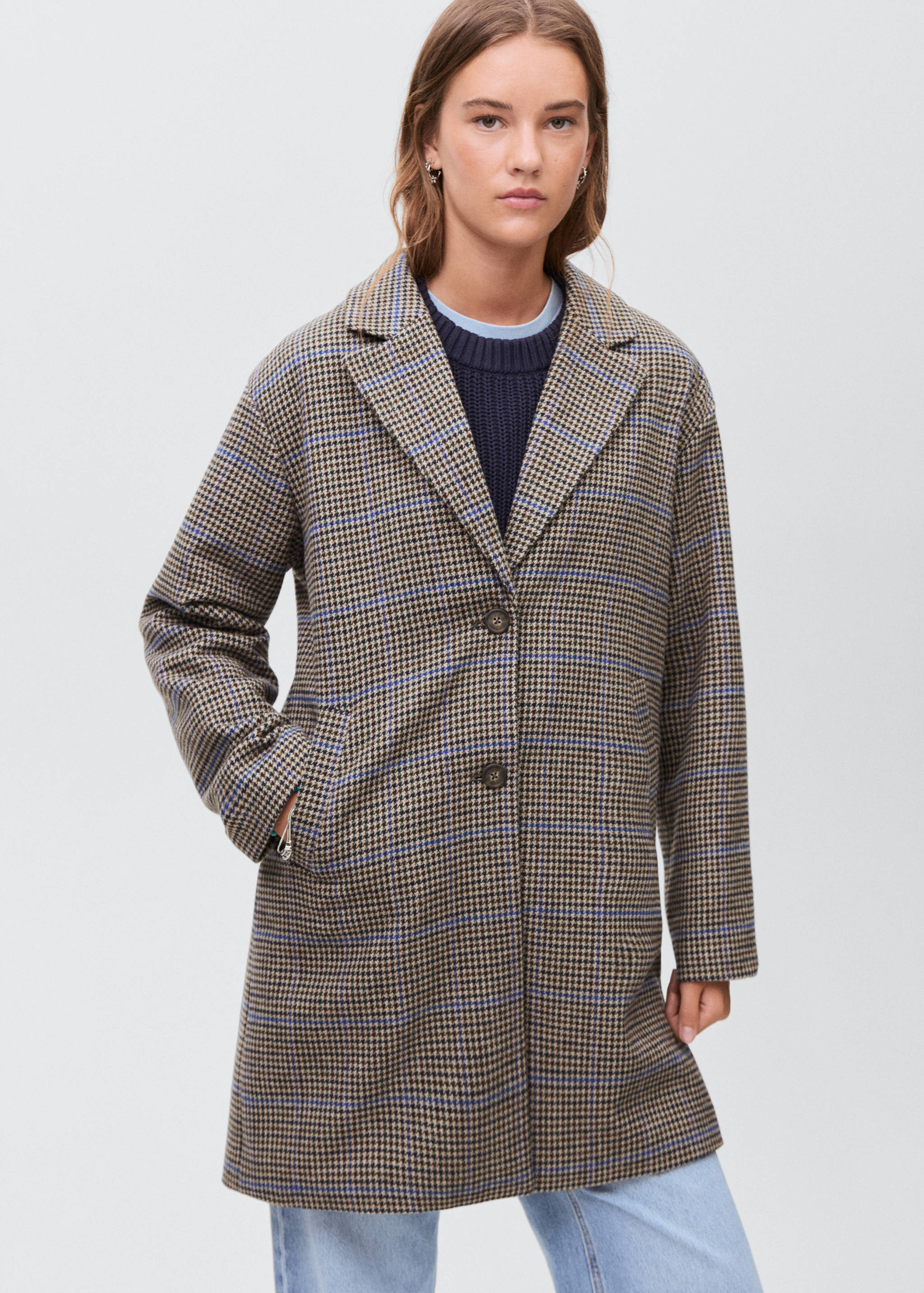 Houndstooth wool-blend coat - Medium plane