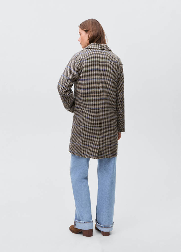 Houndstooth wool-blend coat — Beige