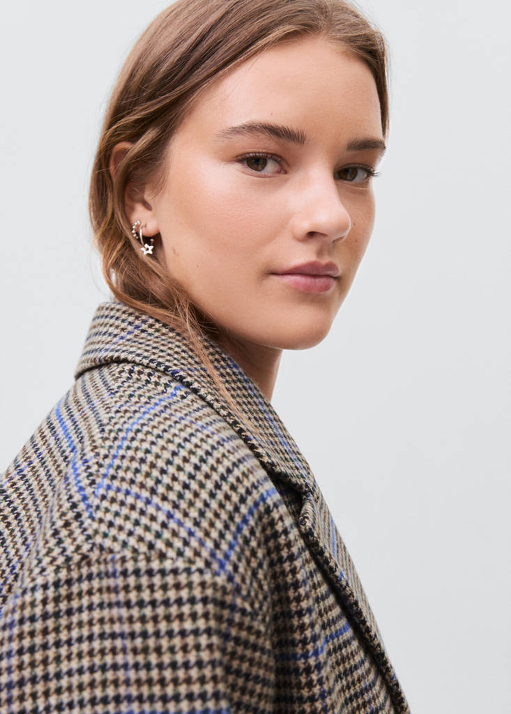 Houndstooth wool-blend coat — Beige