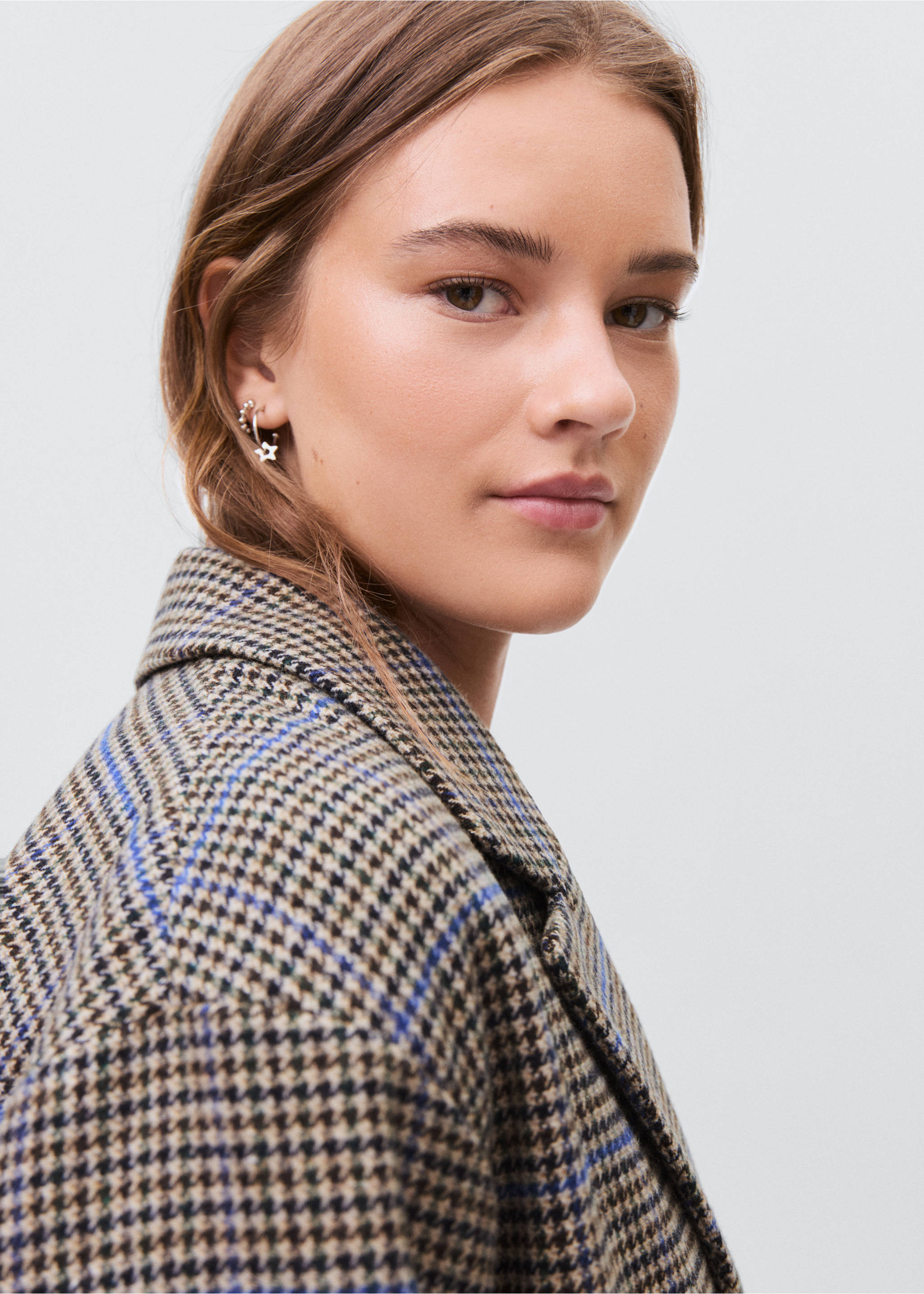 Пальто из шерсти в гусиную лапку - Деталь изделия 1, Бежевый. Ref: 17046327-00.