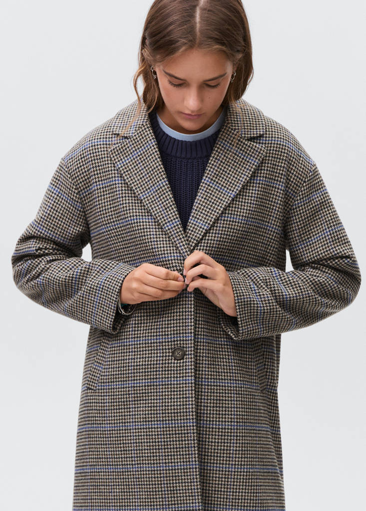 Houndstooth wool-blend coat — Beige