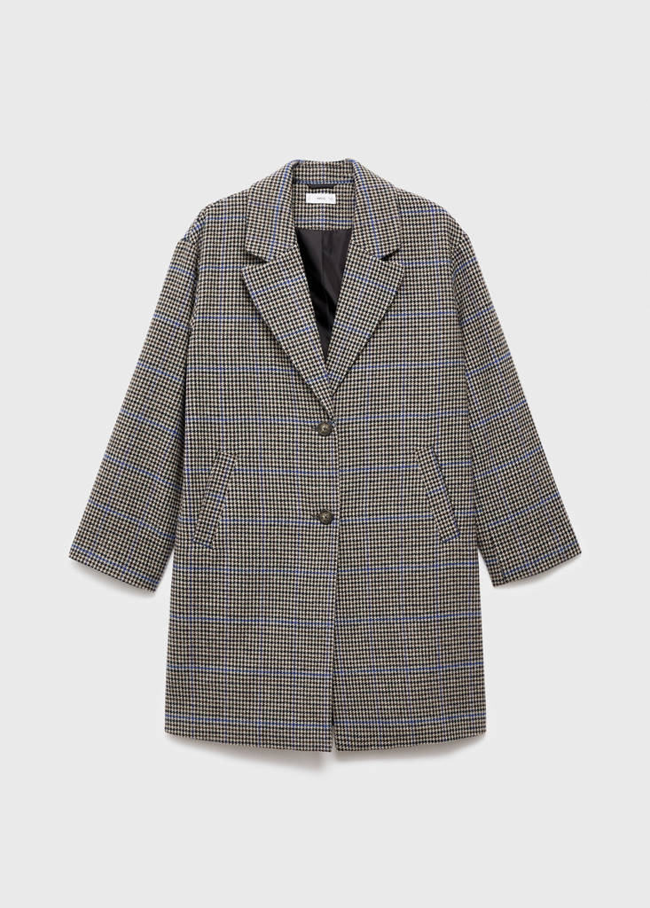 Houndstooth wool-blend coat — Beige