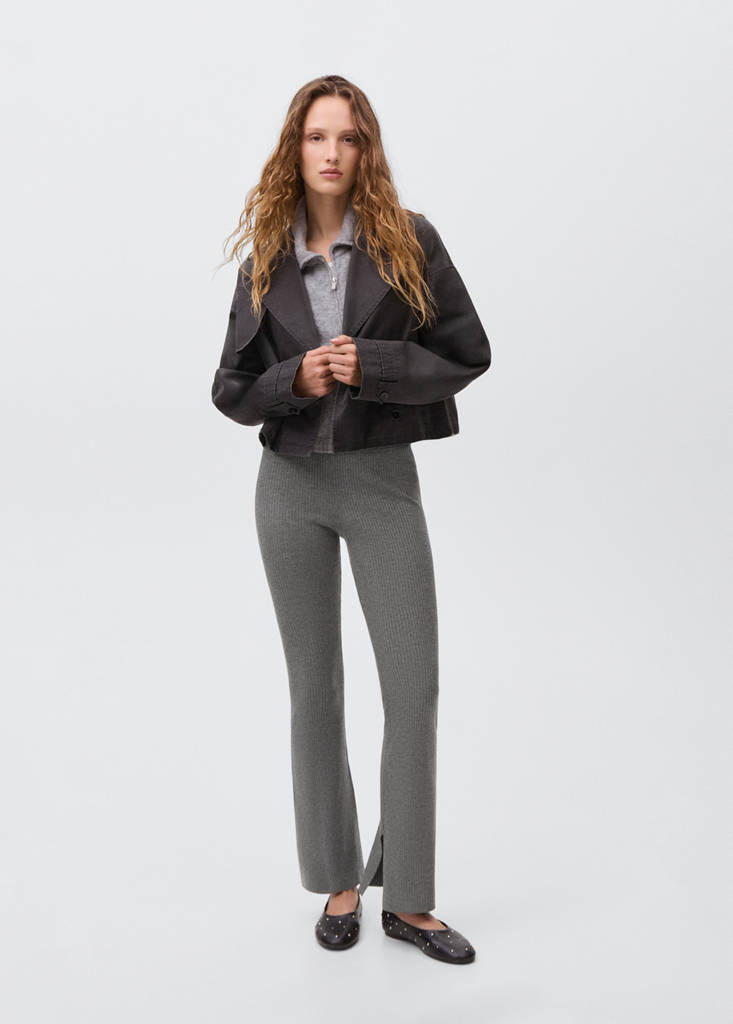 Ribbed flared trousers — Dark Heather Grey