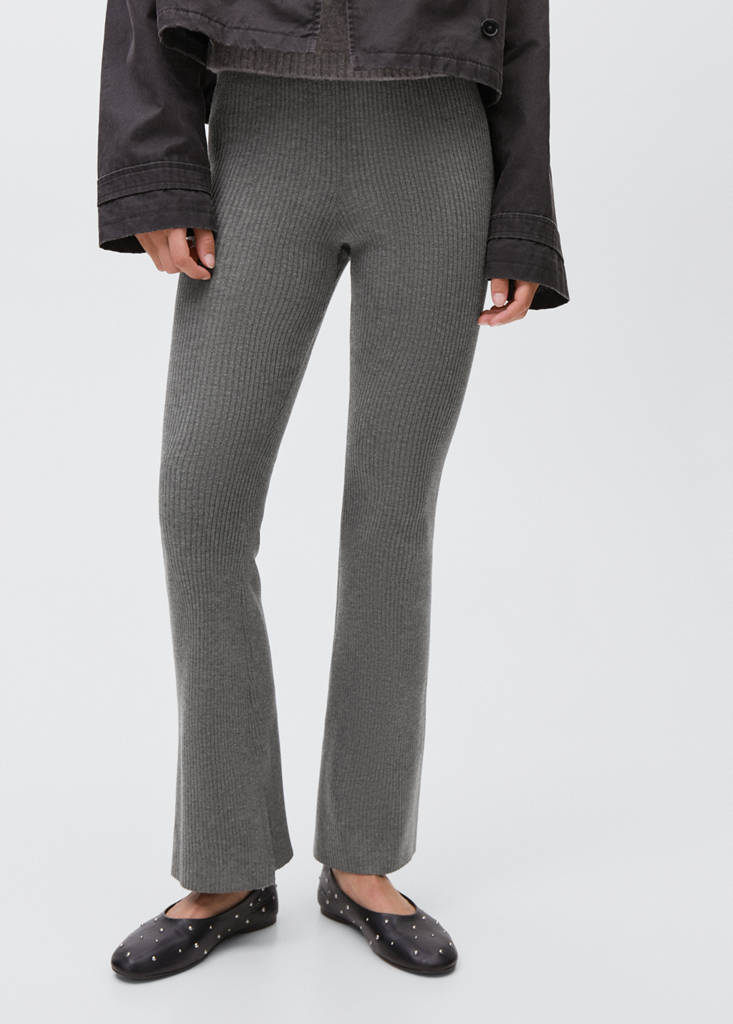 Ribbed flared trousers — Dark Heather Grey