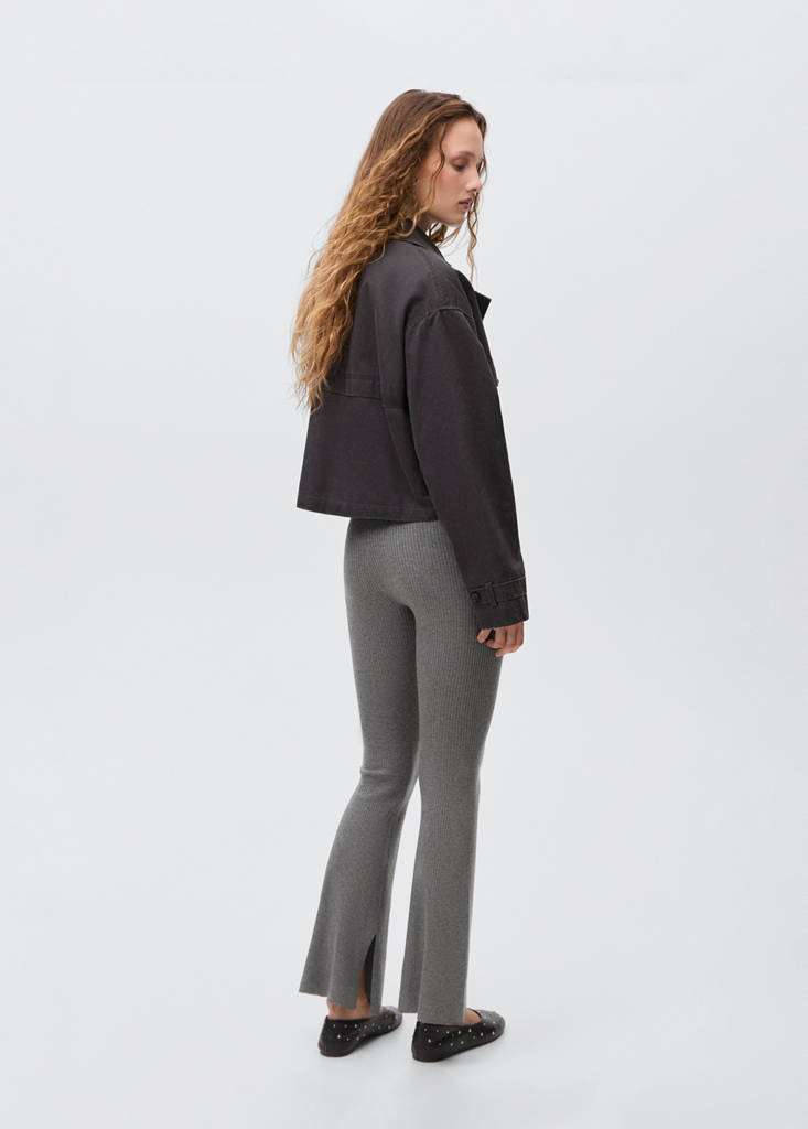 Ribbed flared trousers — Dark Heather Grey