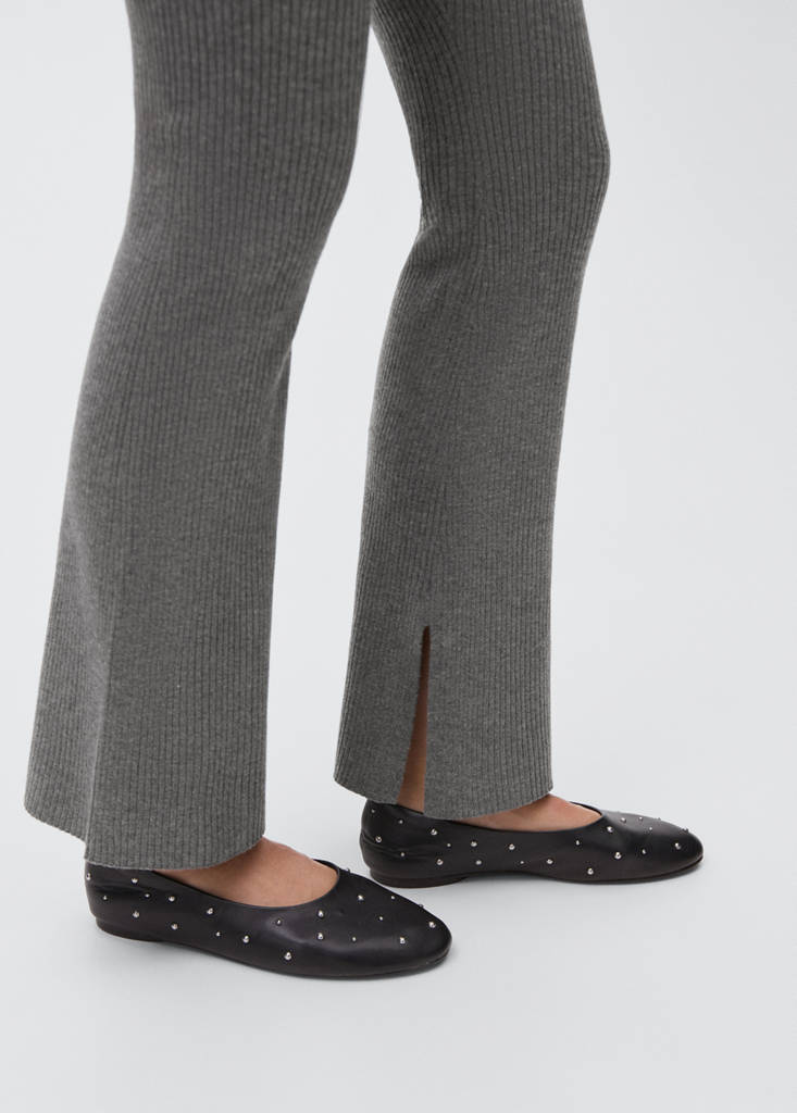Ribbed flared trousers — Dark Heather Grey