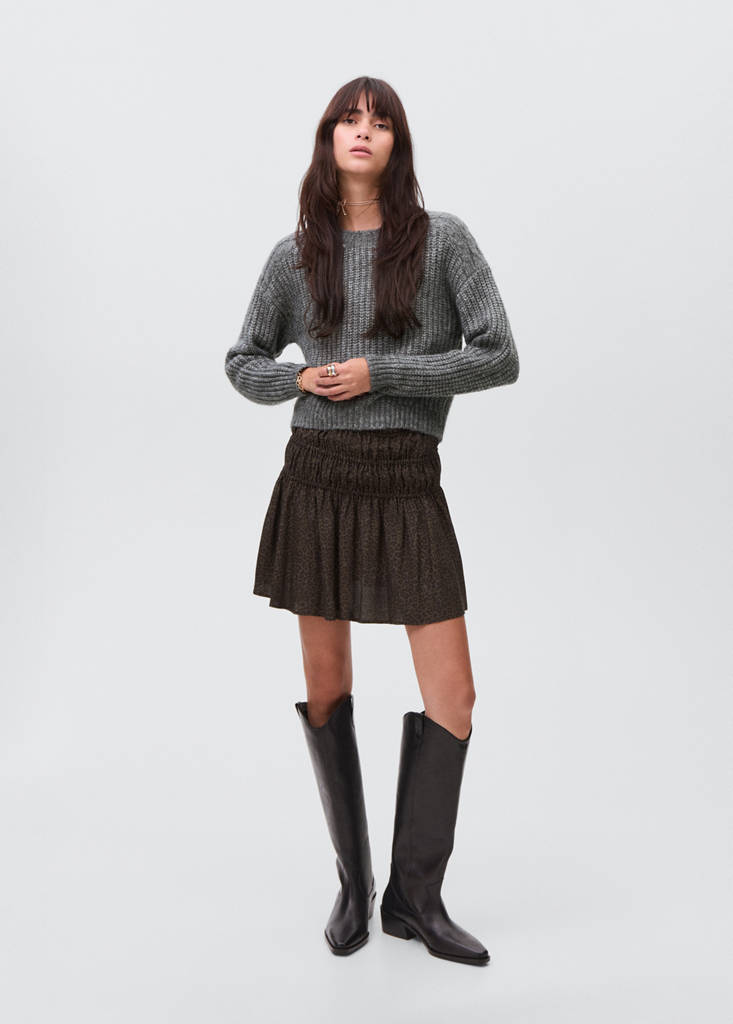 Leopard-print gathered skirt — Brown