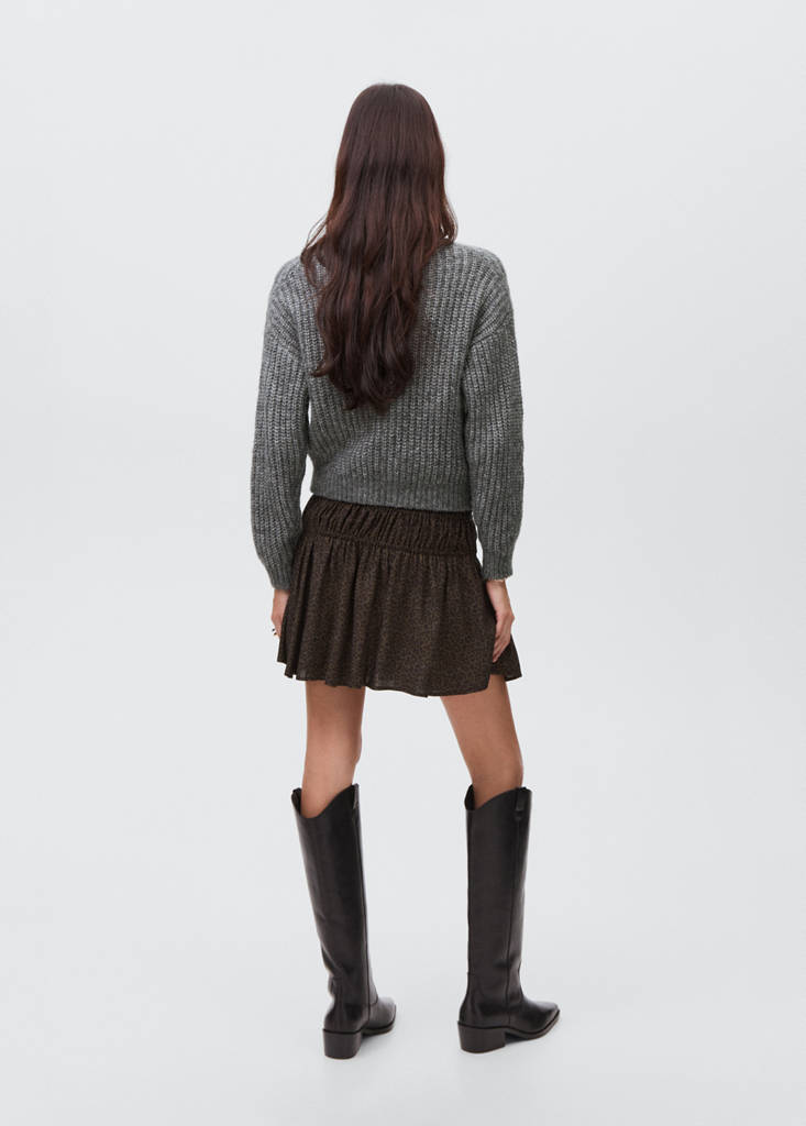 Leopard-print gathered skirt — Brown