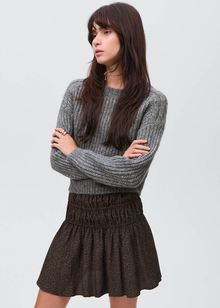 Leopard-print gathered skirt — Brown