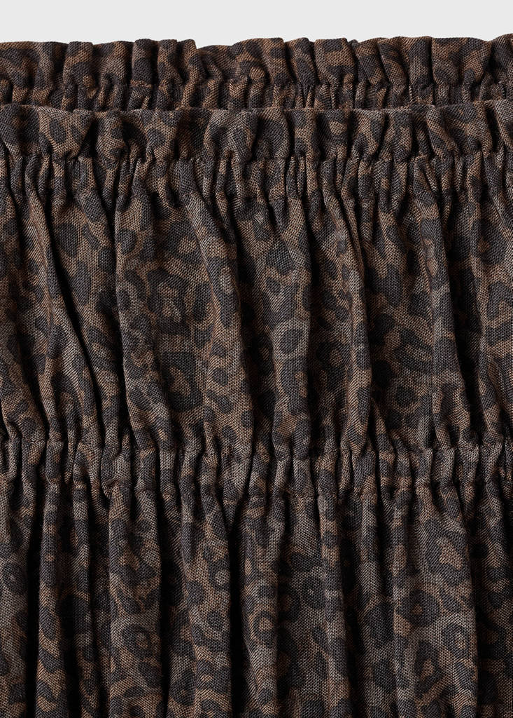 Leopard-print gathered skirt — Brown