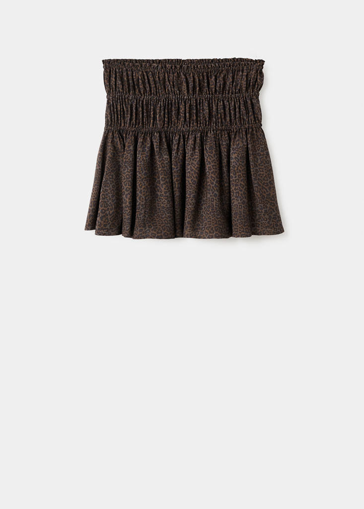 Leopard-print gathered skirt — Brown
