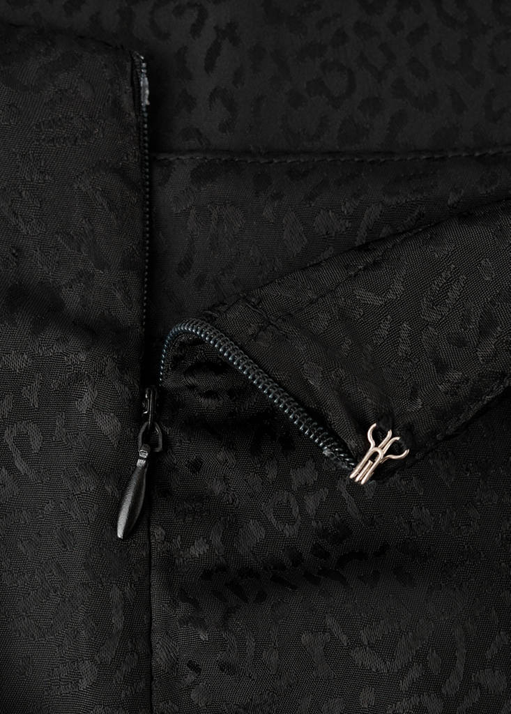 Long leopard-print skirt — Black denim