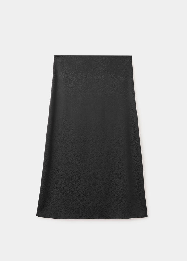 Long leopard-print skirt — Black denim